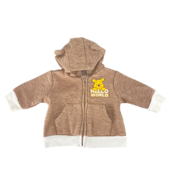 DISNEY Baby Winnie the Pooh "Hello World Hunny" Hood Zip Jacket & Pants Set 0/3M - Picture 3 of 10